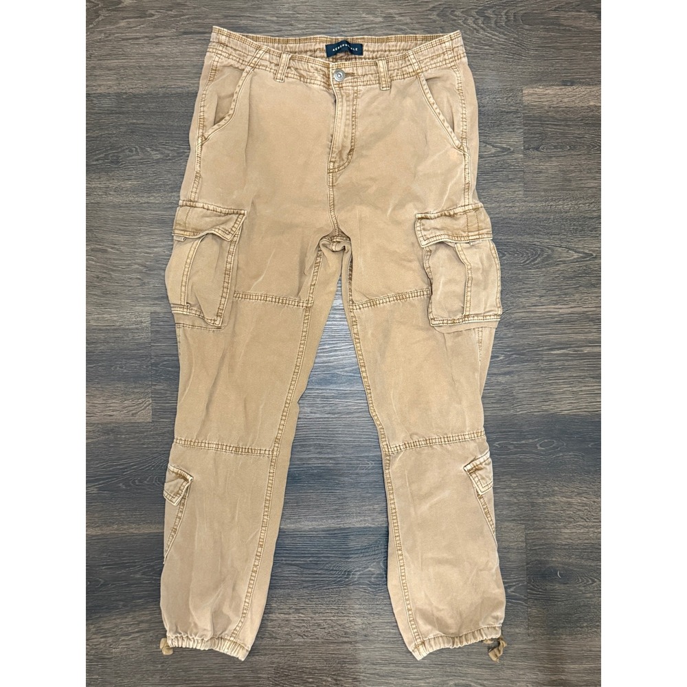 Aeropostale Baggy Cargo Pants Men's S Tan Multi Pocket Y2K Utility